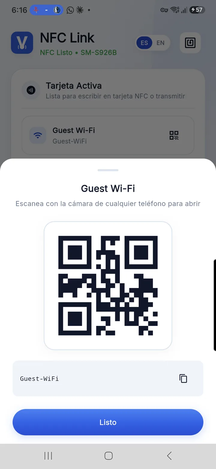 Modal Código QR para Compartir sin Contacto
