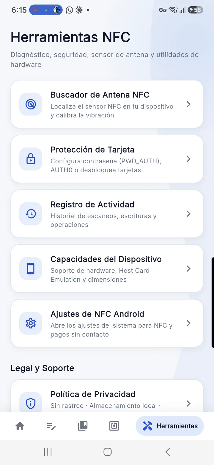 Herramientas y Diagnóstico NFC